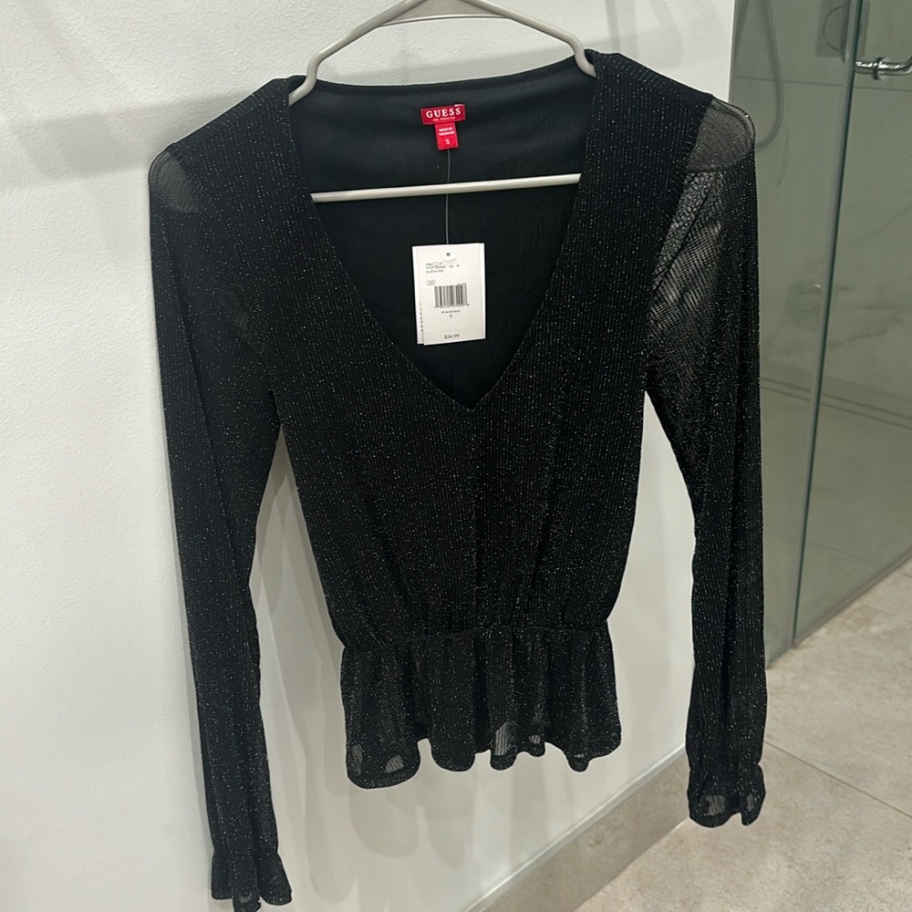 Guess Black Shimmer L/S Blouse